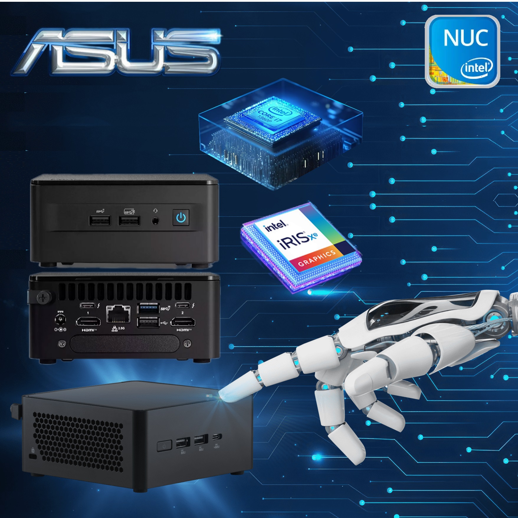 90AR00C1-M000K0 ASUS NUC Pro Mini i7-1360P Intel Iris Xe ASUS NUC 13 Pro Mini PC Kit NUC13ANH  Barebone Arena Canyon