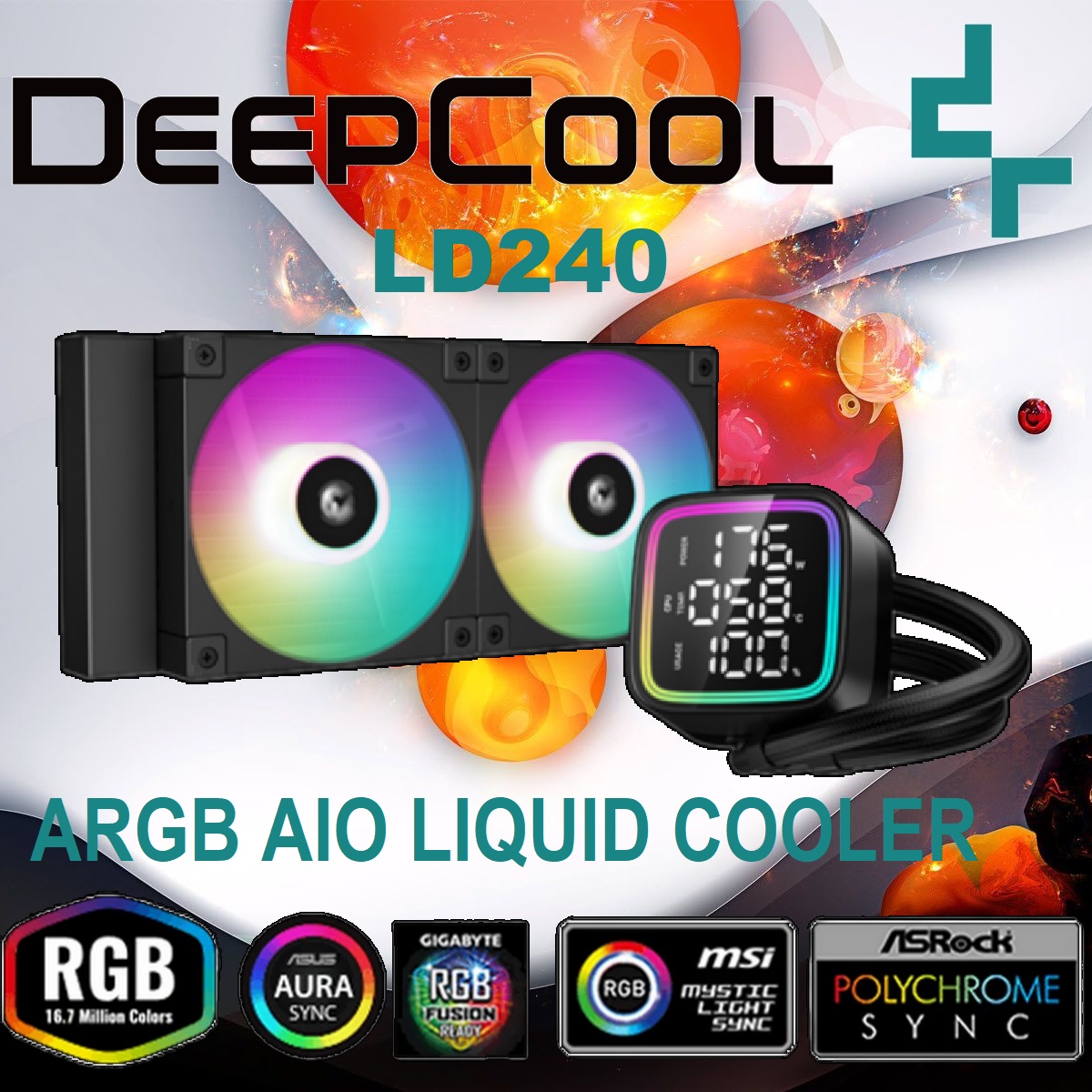 R-LD240-BKMSN-G-1 DeepCool LD240 ARGB AIO LIQUID COOLER DeepCool LD240 ARGB AIO LIQUID COOLER