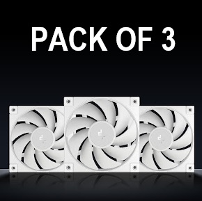 FD14-WH-3IN1 140mm PWM 4-Pin Daisy Chain 3 WHITE Fans DeepCool FD14 WH 140mm 3x FROST WHITE Fans ; 25.2 dB(A) Noiseless ; High Performance 4-Pin PWM Fan Outfitted With 8-Pin Connection In Frame To Daisy Chain ; Corner Rubber Pads