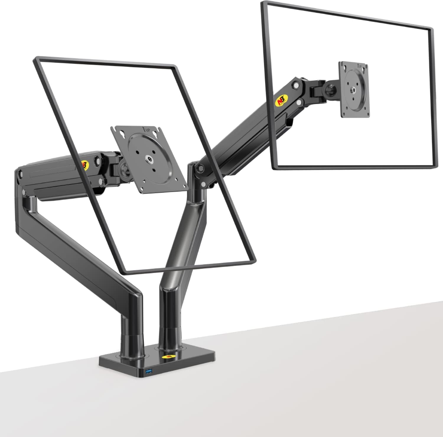 NB-G32 Dual LCD Monitor Holder Desk Mount Gas Spring NB G32 Aluminum 22"-32" Dual LCD Monitor Desk Mount Gas Spring Arm Full Motion Double Monitor Holder Support 2-15 kgs Each  with USB ; Full-motion adjustment