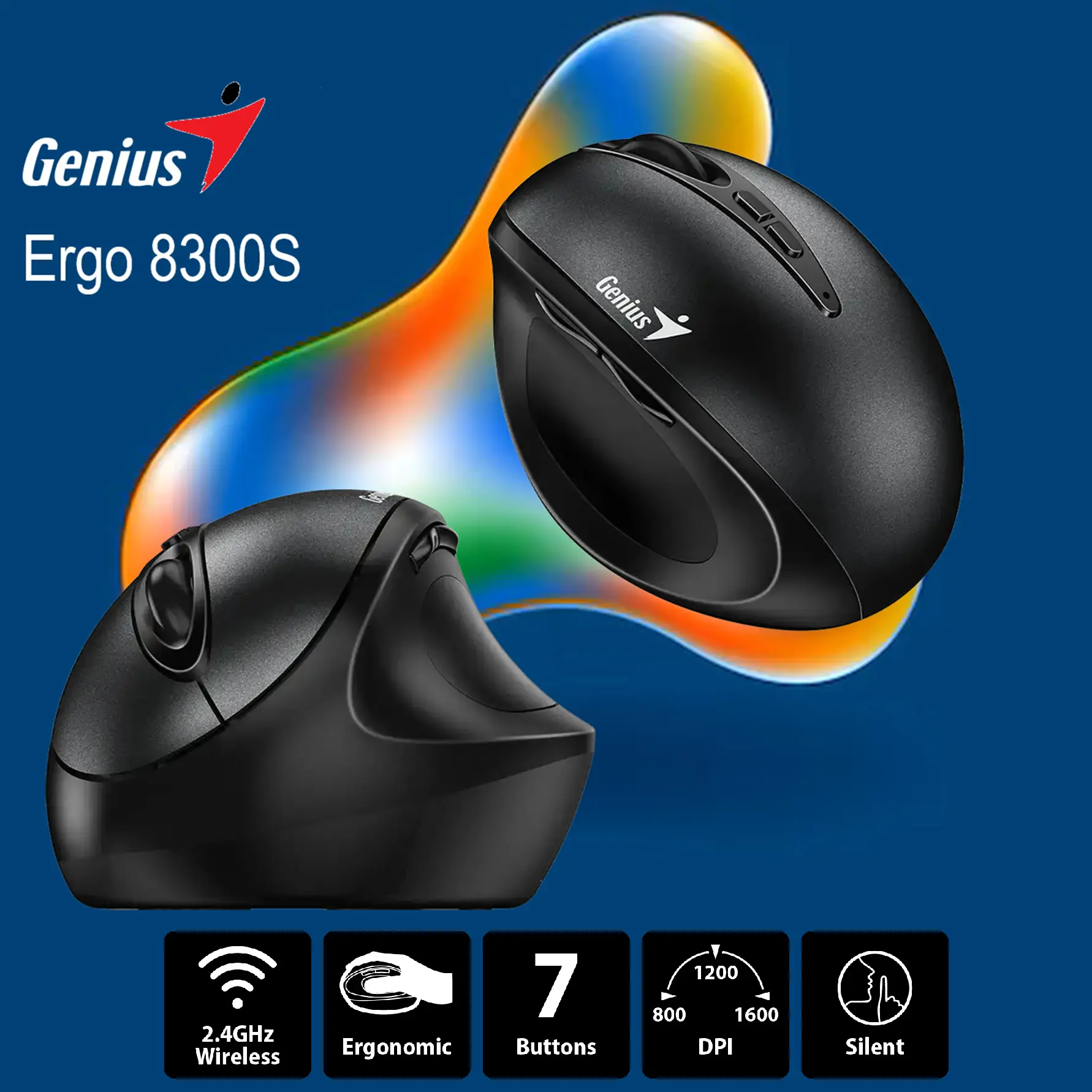 ERGO-8300S-B Ergo Wireless Vertical Ergonomic Silent Mouse Genius Ergo 8300S Wireless Vertical Ergonomic Silent Mouse