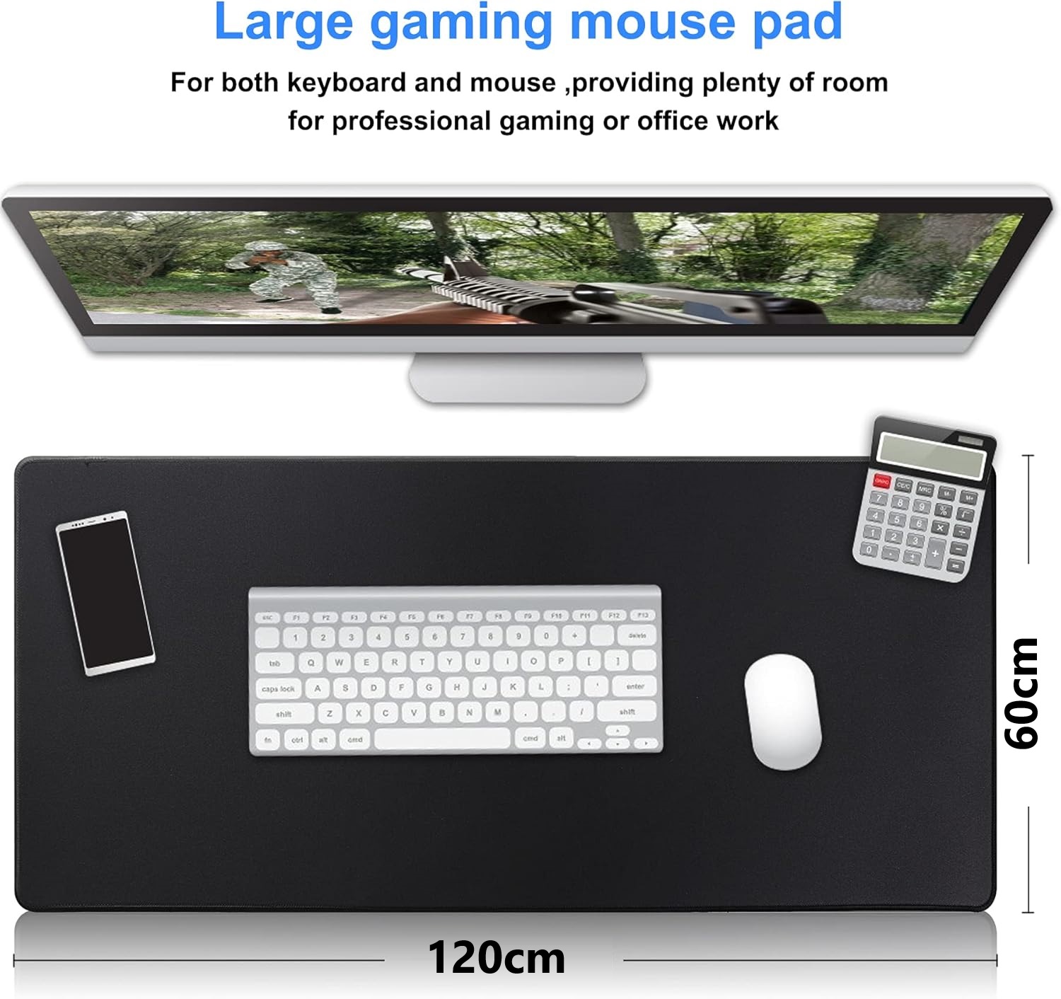 PAD-BLACK-60-120 Extended Gaming Mouse Pad 120x60cm Gaming Mouse Pad