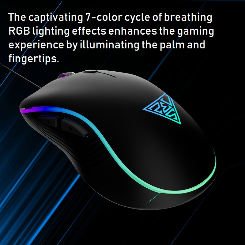 AURA-GS3-B GAMDIAS AURA GS3 RGB Wired Gaming Mouse GAMDIAS AURA GS3 RGB Wired Gaming Mouse ; 7-color Breathing RGB ; 6 Programmable Keys ; 3600 DPI Optical Sensor ; Ergonomic Design ; USB-A Wired