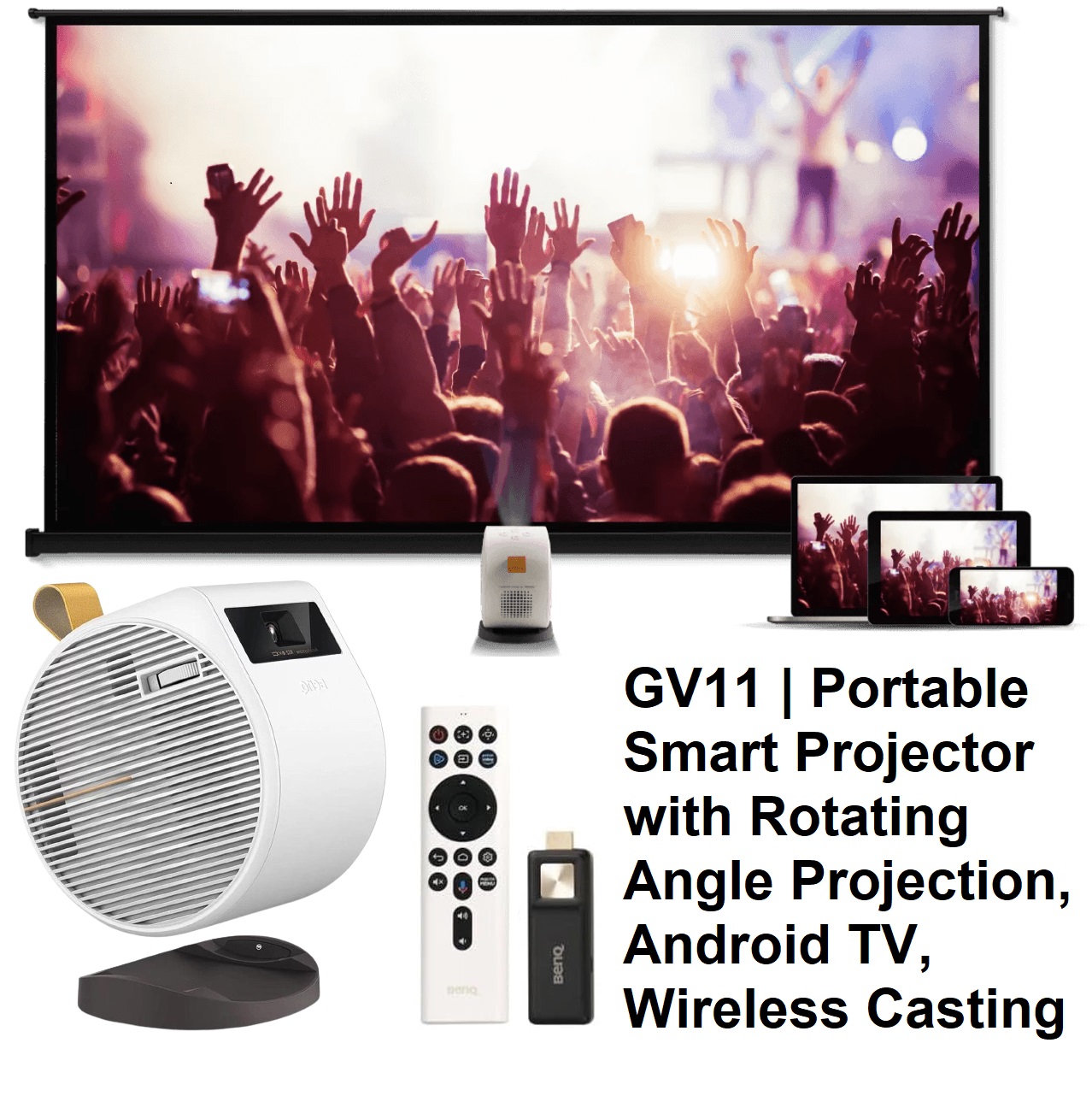 9H.JR377.59R BenQ GV11 Portable Wireless Smart Projector BenQ GV11 Portable Smart Projector with Rotating Angle Projection