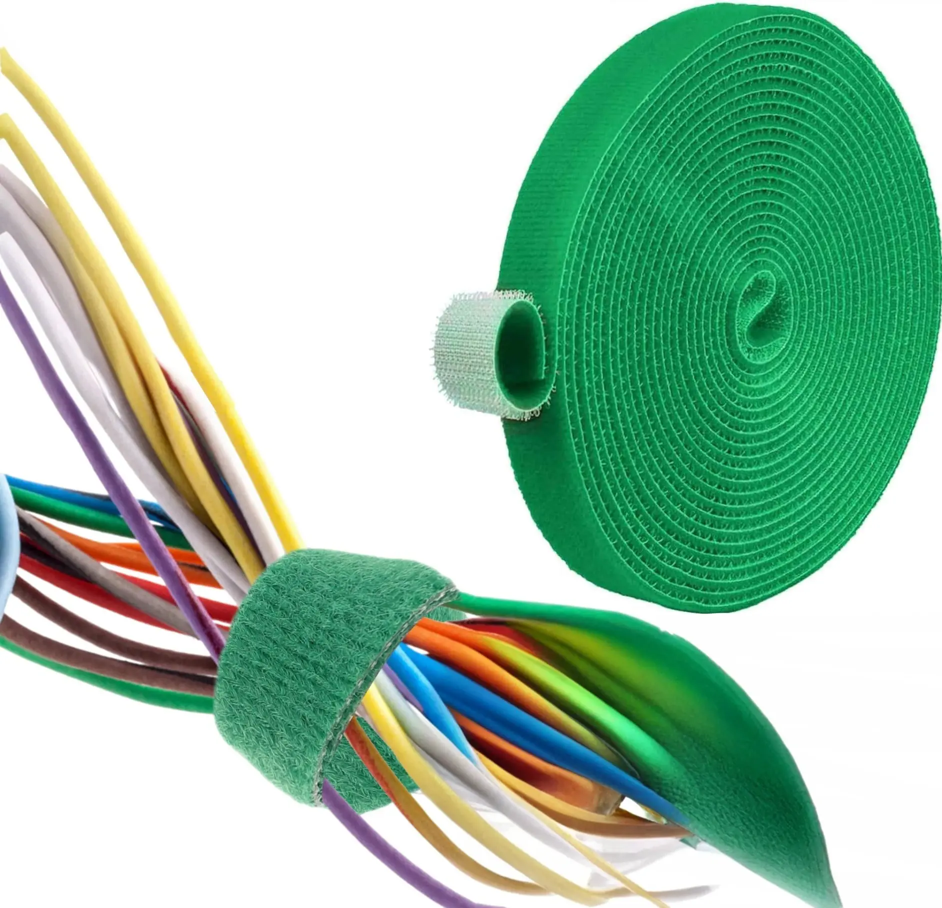 VELCRO-GREEN Green Hook and Loop Roll 25 meters VELCRO Hook and Loop Roll Reusable Fastening Cable Ties