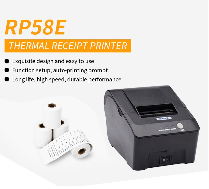 ONGTA RP58E 58mm Receipt Thermal Printer - 48 mm Printing Width - 100 mm/s Printing Speed - 58mm Max Paper Size  - DC12V