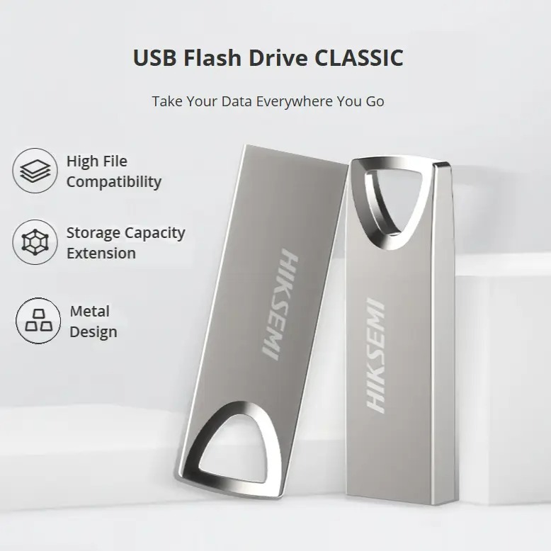 HS-USB-M200-16GB HIKSEMI USB FLASH DRIVE 16GB All-metal Shell HIKSEMI CLASSIC USB2.0 FLASH DRIVE 16GB  ; 20MB/s Read ; 10MB/s Write ; All-metal Shell ; Support Windows/Android System ; Both USB 3.0 and USB 2.0 Compatible