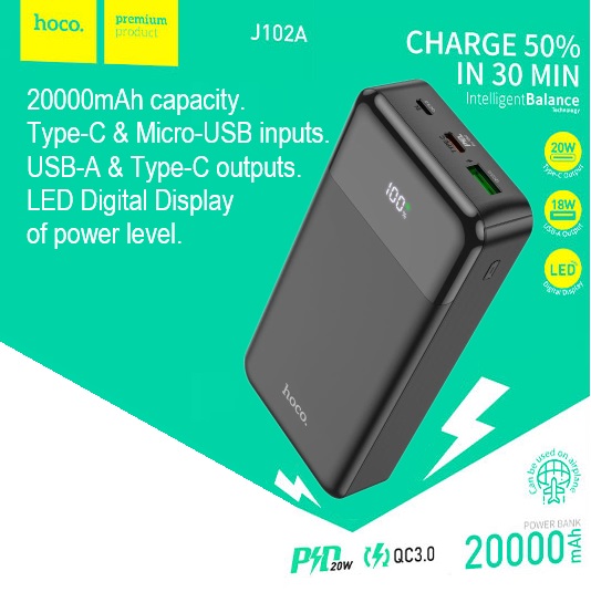 HOCO-J102A-20000 HOCO Fast Charging Power Bank 20000mAh