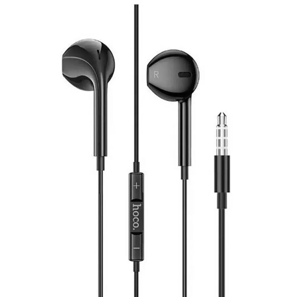 HOCO-M101-AUX HOCO M101 EARPHONE AUX 1 JACK BLACK Hoco M101 - Crystal Joy Wire-Controlled Digital Earphones With Microphone