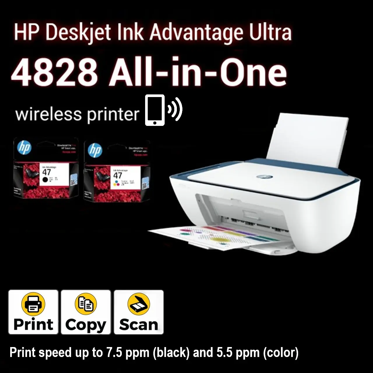 25R76A#BEW Advantage Ultra Wireless All-in-One Printer HP DeskJet Ink Advantage Ultra 4828 All-in-One Printer 