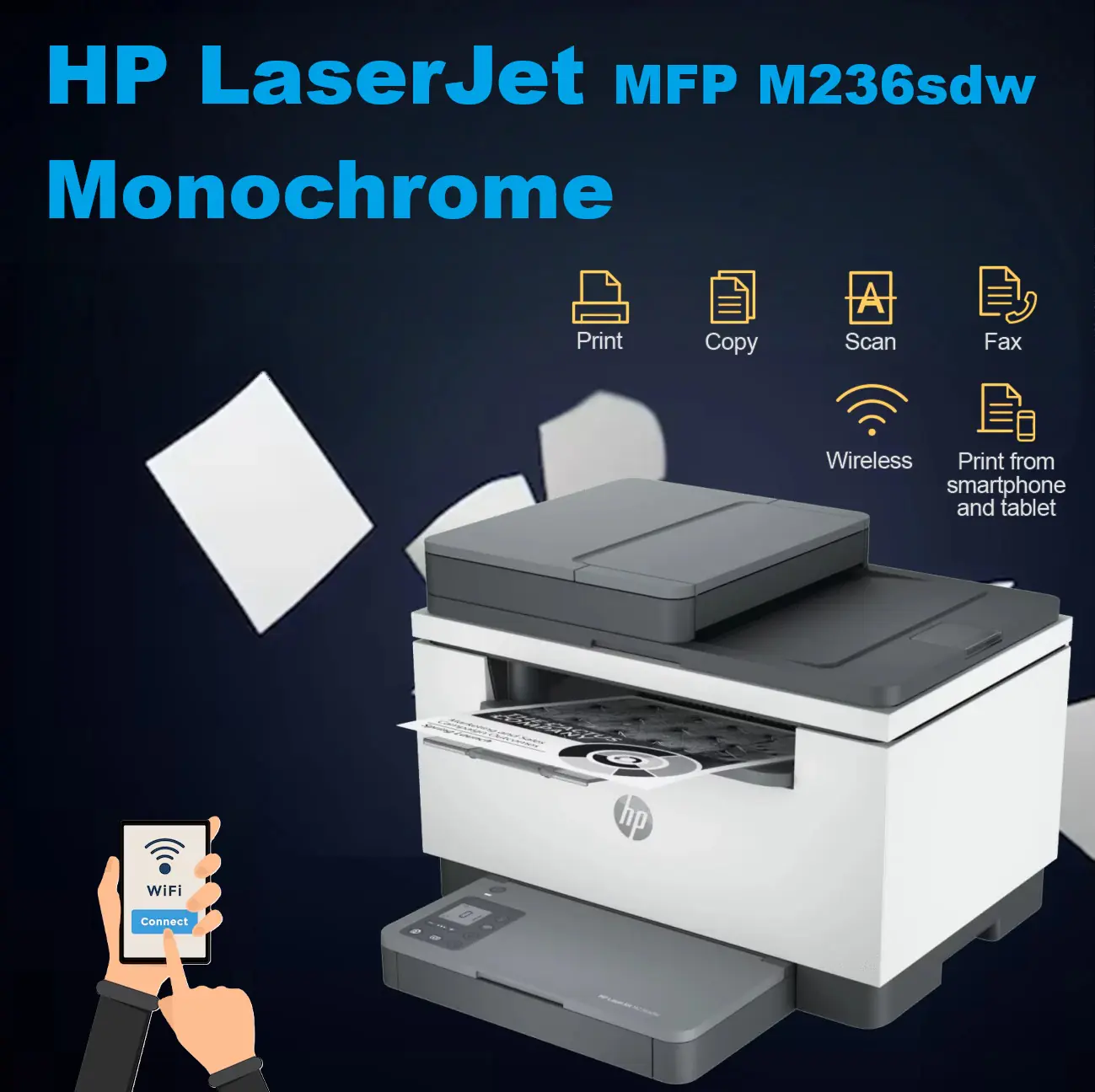 9YG09A Monochrome Wi-Fi AIO Pinter Print Copy Scan HP LaserJet MFP M236sdw – Monochrome "BLACK & WHITE" Laser Printer (Print