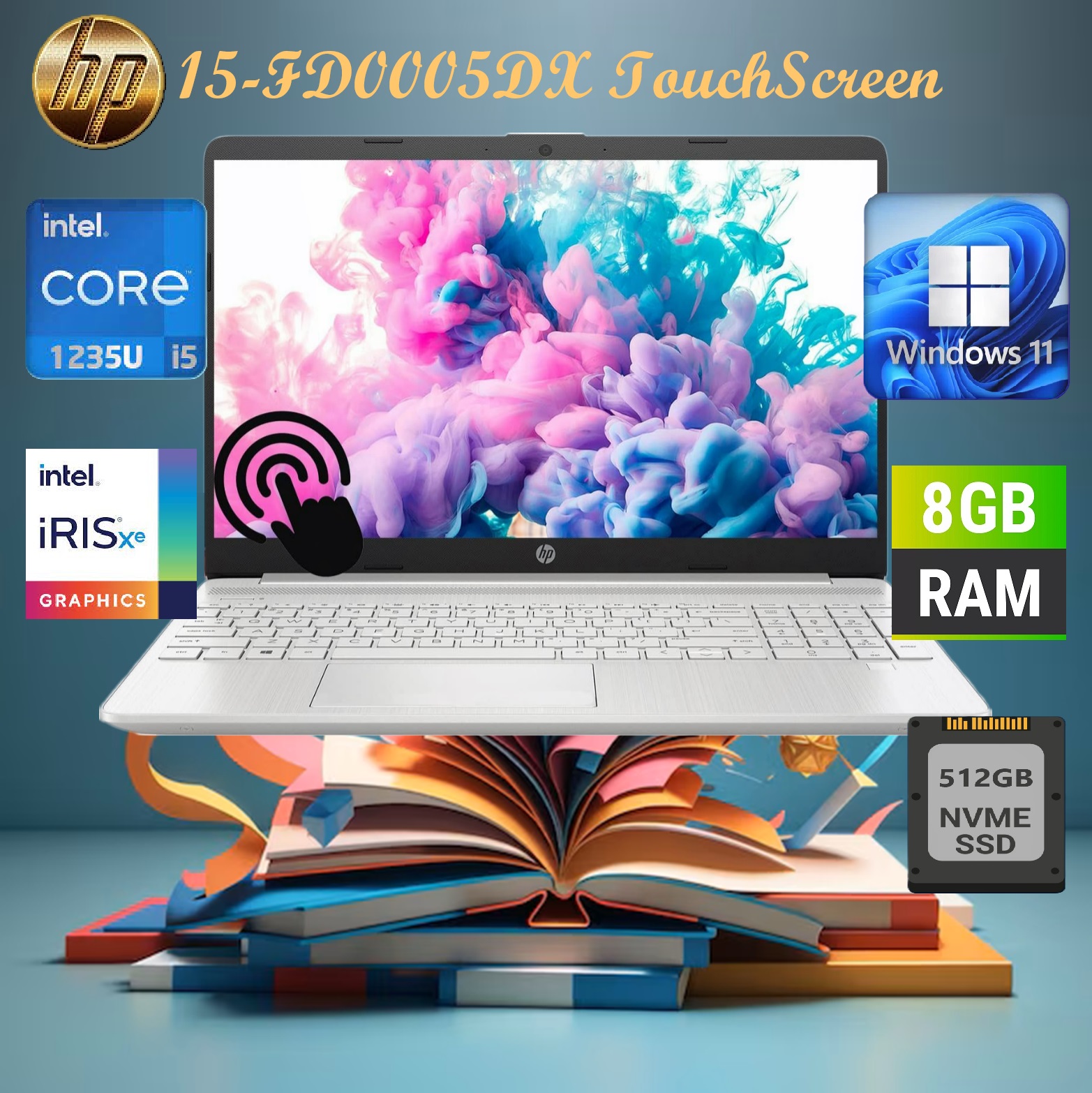 A9PE6UA#ABA HP TouchScreen Laptop i5-1235U Iris Xe HP 15-FD0005 Core™ i5-1235U