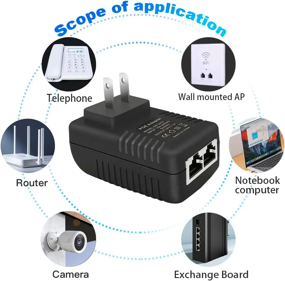 AD-24-1AM-POE Injector 24V 1A 24W with Wall Plug Injector 24V 1A 24W with Wall Plug IEEE 802.3af Compliant 10/100Mbps