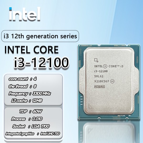 Intel Core i3 (12th Gen) i3-12100 Quad-core (4 Core) 3.30 GHz Processor