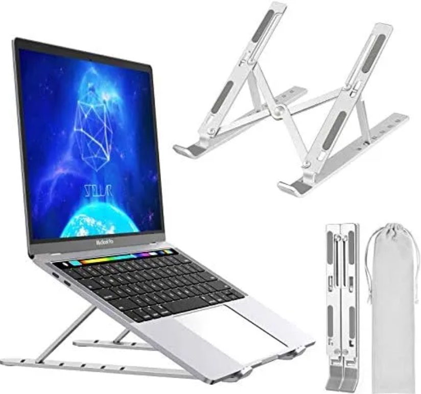 Ultra Compact Laptop Riser Stand | 6 Levels of Height Adjustable Portable Laptop Holder for Desk | Aluminum Foldable Laptop Riser