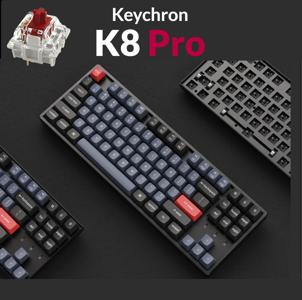 K8P-J1 Pro QMK VIA TKL Mechanical Keyboard Red Switch Keychron K8 Pro QMK/VIA Wireless Mechanical Keyboard