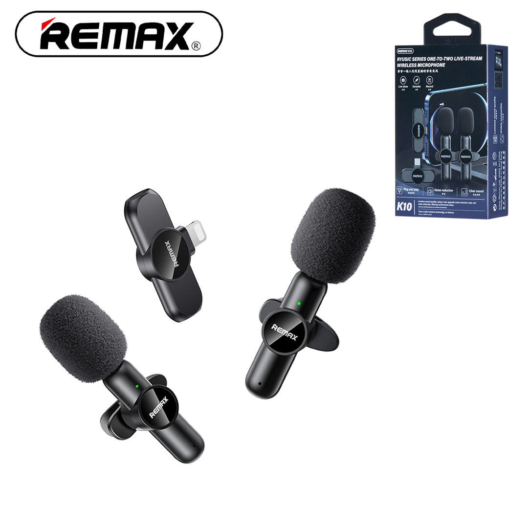 REMAX-K10-TYPEC REMAX K10 Wireless Lavalier Microphone Type C REMAX K10 2.4GHz Wireless Lavalier Microphone Type C One-to-Two Live-Stream Wireless Microphone Voice Recording True Noise Reduction Mini Microphone for Android