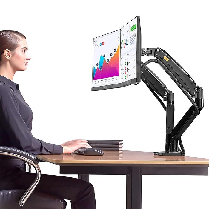 NB-F195-B Monitor Desk Mount Arm Stand fits 2 Screens NB North Bayou Dual Monitor Desk Mount Computer Monitor Arm Stand fits 2 Screens from 22" to 32'' up to 13Kg Threshold Each ; 360° rotation