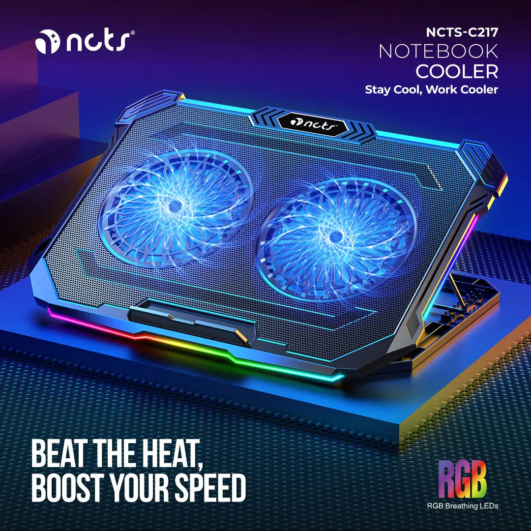 NCTS-C217 NCTS-C217 Notebook RGB Cooling Pad NCTS-C217 Notebook Cooling Pad – 8-Level Height Adjustment