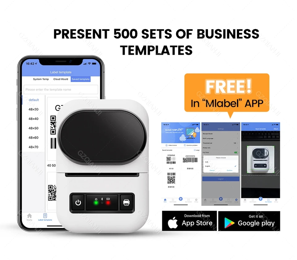 Label Thermal Printer Bluetooth Mobile Phone