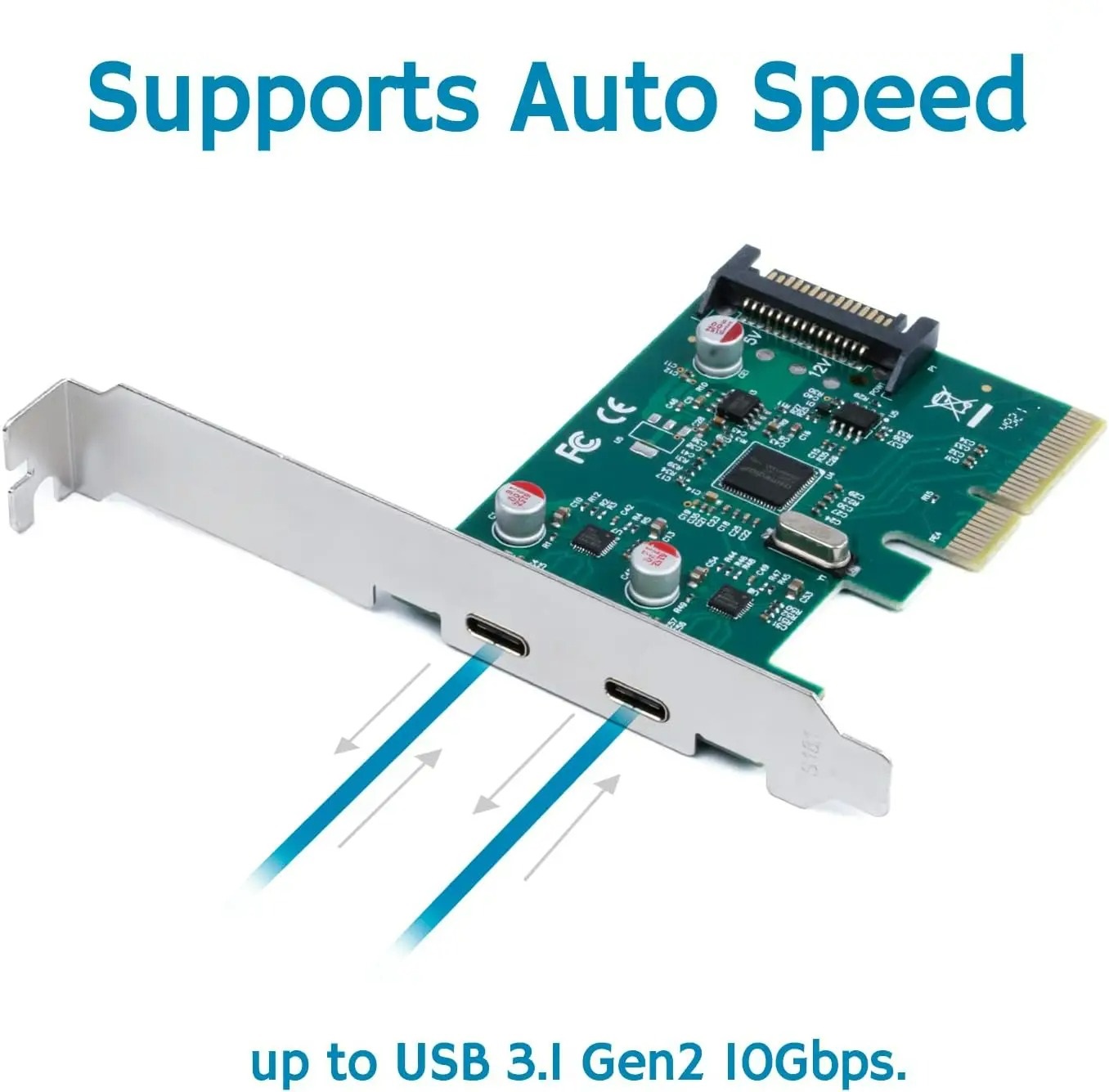 SPB301 PCI Express Card with 2 USB Type C Ports PCI Express Card with 2 USB 3.1 Type C Ports 10GB/s Transmission. PCI Express 4X Expansion Card for 2 Superspeed USB 3.1 Ports with Type C