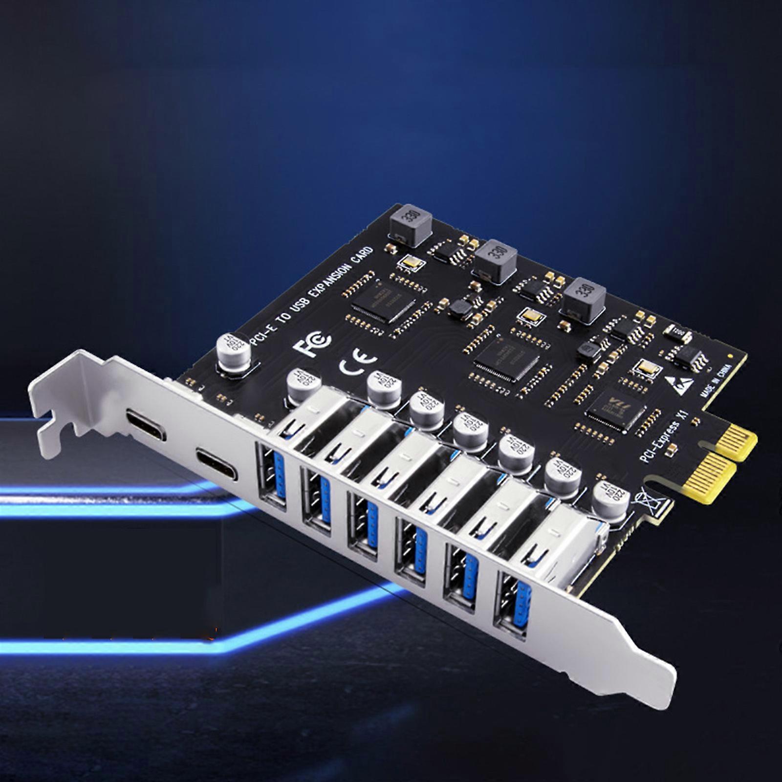 SPB219 PCIe1X to 6xUSB 2xUSB-C usb3.1 Expansion card PCI-e to 2Port USB C + 6 Port USB 3.0 Internal Expansion Card 5Gbps