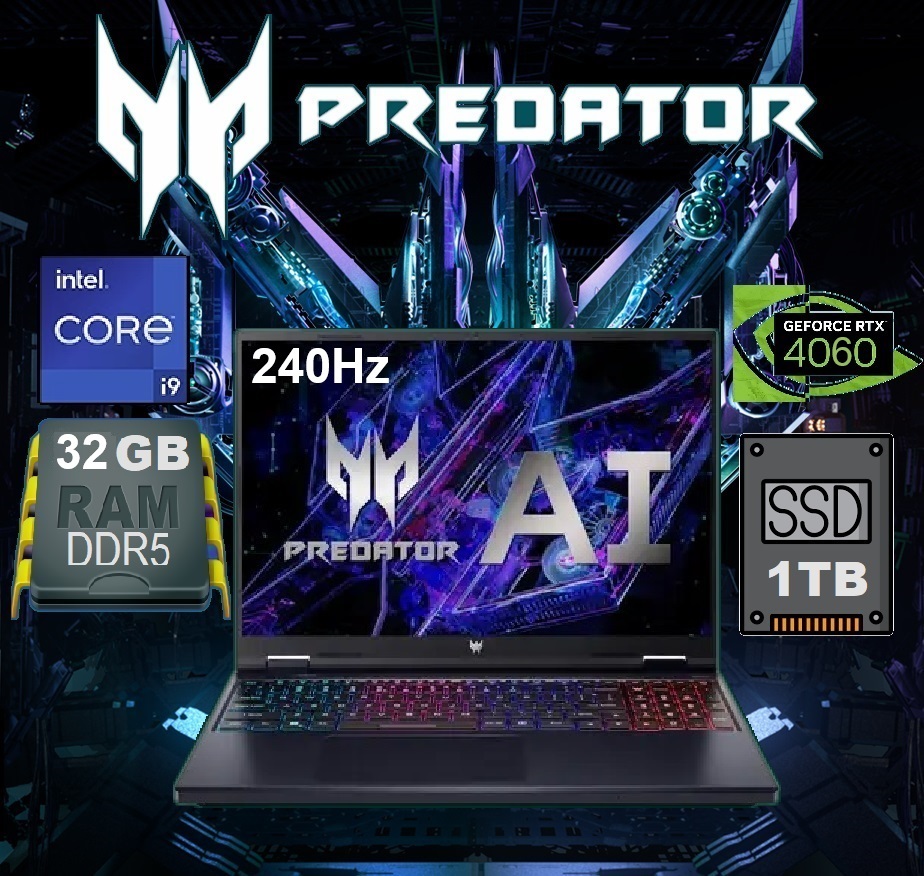 PHN16-72-99B2 Helios Neo 16 i9-14900HX RTX 4060 32GB RAM Acer Predator Helios Neo 16 PHN16-72-99B2 Intel® Core™ i9-14900HX | 32 GB DDR5 RAM