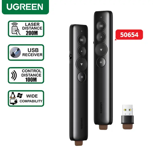 UGREEN Laser Pointer Wireless Remote Controller Presenter - 50654 ; Compatible with Windows