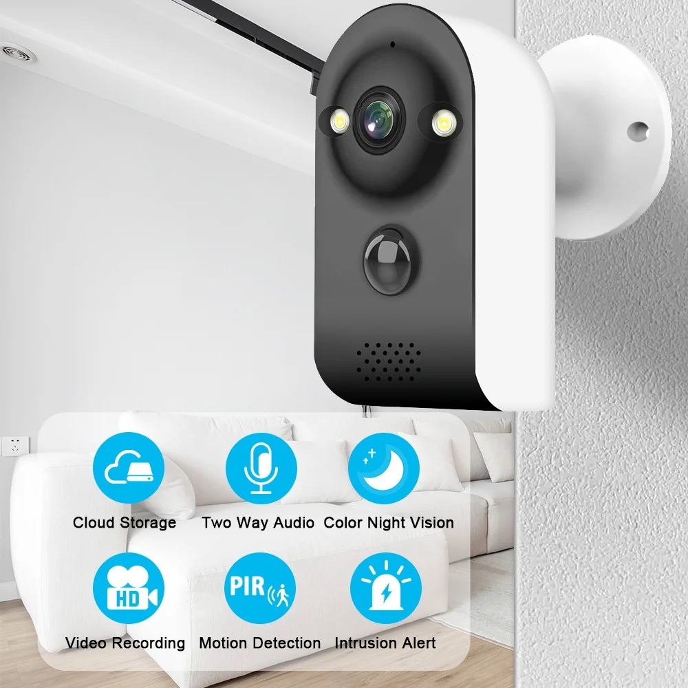 mouschi S-Eight Security CCTV Surveillance IP Camera  - WIFI Camera 2 Mega Pixels Clarity - 120° Wide Angle - PIR Motion Detection - Night vision - Two Way Audio - Supports TF card & Cloud Storage  Security CCTV Surveillance IP Camera