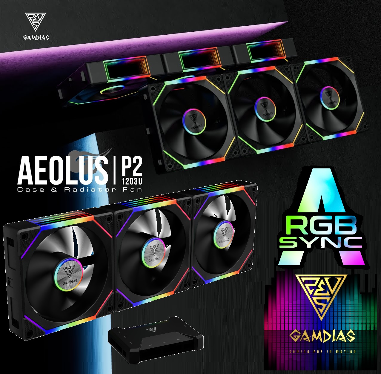 GAM-P2-1203U GAMDIAS 120mm ARGB PC Case Fans GAMDIAS AEOLUS P2-1203U 120mm ARGB PC Case Fans