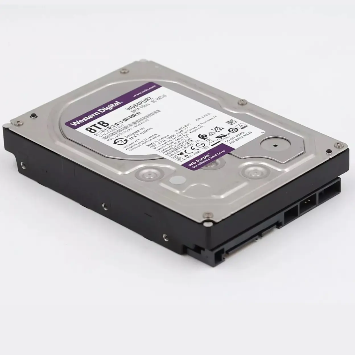 WD84PURZ-85B2YY0 Western Digital Purple 8TB HDD Surveillance Western Digital Purple 8TB Surveillance Hard Disk Drive - 5400 RPM Class SATA 6 Gb/s 256MB Cache  3.5 Inch - Designed for 24x7 Systems - Supports up to 64 HD CCTV Cameras