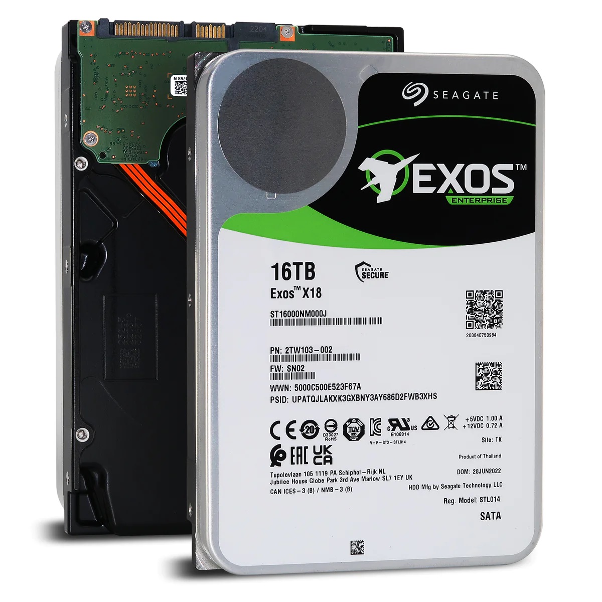 Seagate Exos X18 16TB Enterprise HDD - CMR 3.5 Inch Hyperscale SATA 6Gb/s