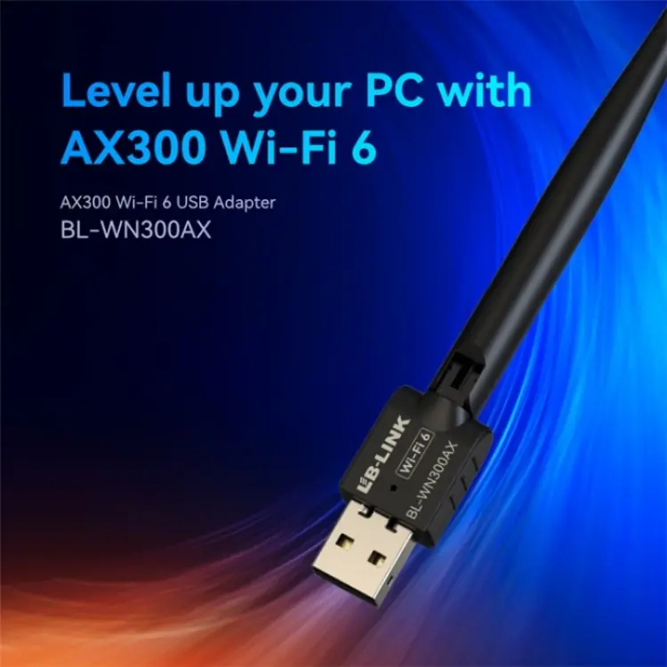 LB-LINK-BL-WN300AX LB-Link AX300 Wi-Fi 6 USB Wireless Adapter LB-Link AX300 Wi-Fi 6 Wireless USB Adapter 2.4GHz with 300Mbps Speed