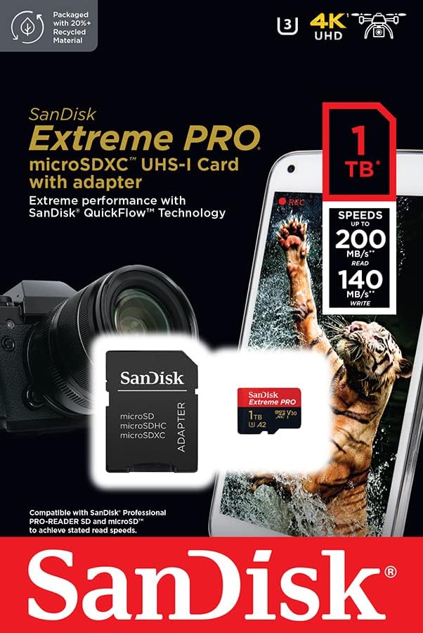 1TB Extreme PRO microSDXC UHS-I Card 200MBs SDSQXCD-1T-GN6MA SanDisk 1TB Extreme PRO microSD UHS-I Card with Adapter SanDisk 1TB Extreme PRO® microSD™ UHS-I Card with Adapter C10