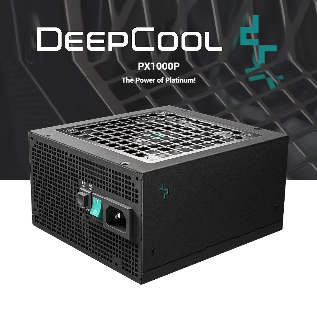 R-PXA00P-FC0B-EU PX1000P 1000W PSU 80 Plus Cybenetics Platinum DeepCool PX1000P ATX 3.0 Power Supply 1000W 80 Plus and Cybenetics Platinum Certified ; 1 x 12VHPWR + 2 x EPS + 5 x PCI-e ports ; 3x Total GPU Power & 2x Total System Power for 0.1 ms ; with 105C Resistant Copper-core PCI-e Gen 5.0 12VHPWR Cable