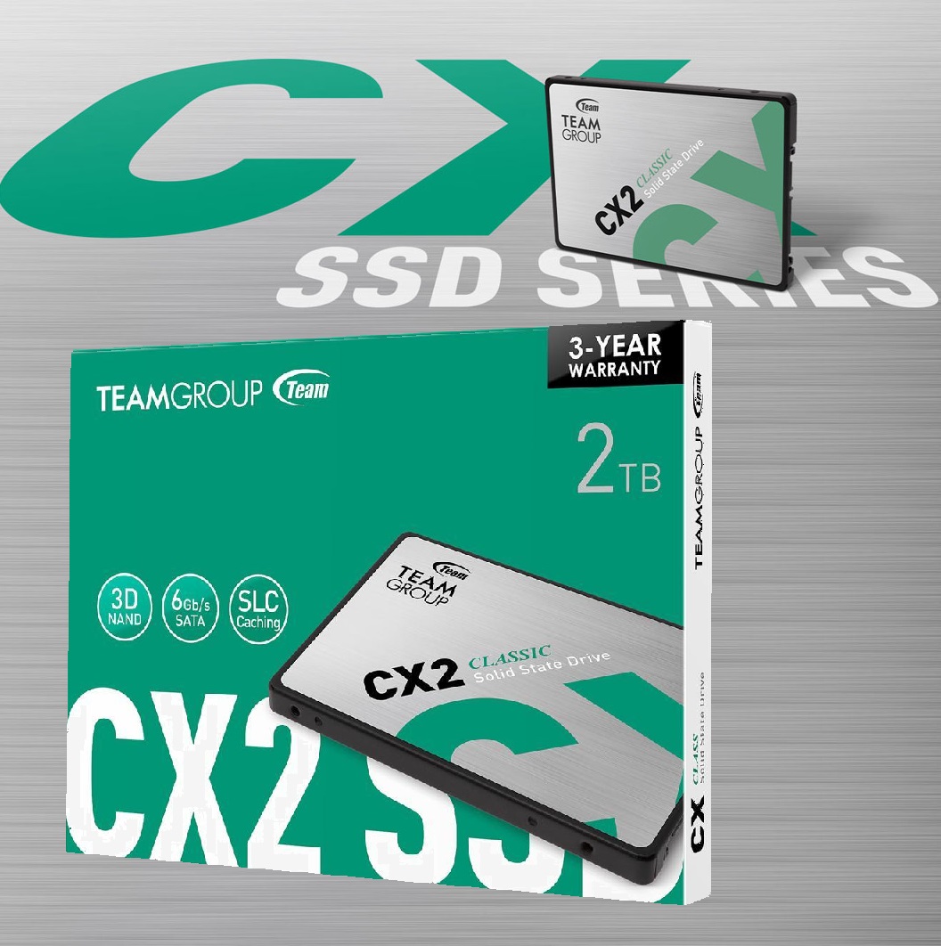 T253X6002T0C101 Team Group CX2 SSD 2TB SATA III 3D TLC Team Group CX2 SSD 2TB SATA III 3D TLC Components - 2.5 inch Form Factor Internal Solid State Drive - Up to 540 MBps Read Speed