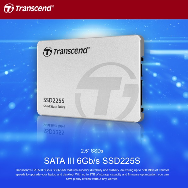 TS500GSSD225S Transcend 500G SATAIII Internal SSD 530MBs Transcend 500GB SSD225S SATAIII 2.5" Internal Solid State Drive with Speeds up to 530MB/s