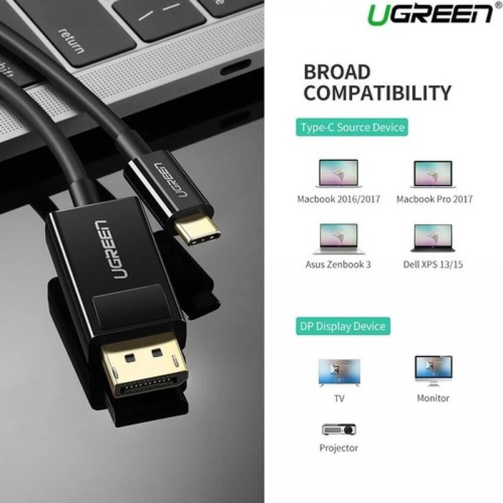 UGREEN-50994 UGREEN USB-C to Display Port cable 150cm UGREEN USB-C to Display Port cable 1.5 meters