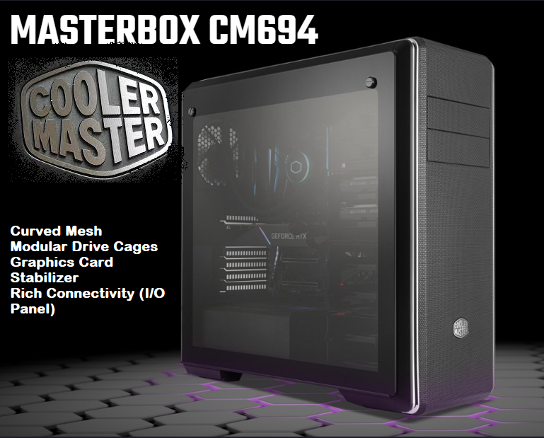 Cooler Master MCB-CM694-KG5N-S00 MasterBox CM694 Tempered Glass Black Steel ATX Mid Tower Desktop Chassis