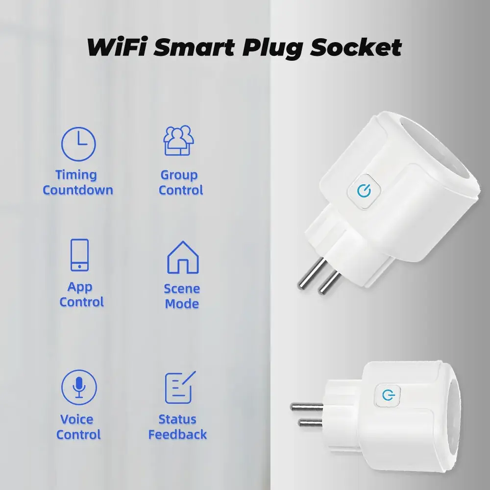 Smart Plug WiFi Socket EU 16A Power Monitor Timing Function Tuya SmartLife APP Control Works With Alexa Google Assistant