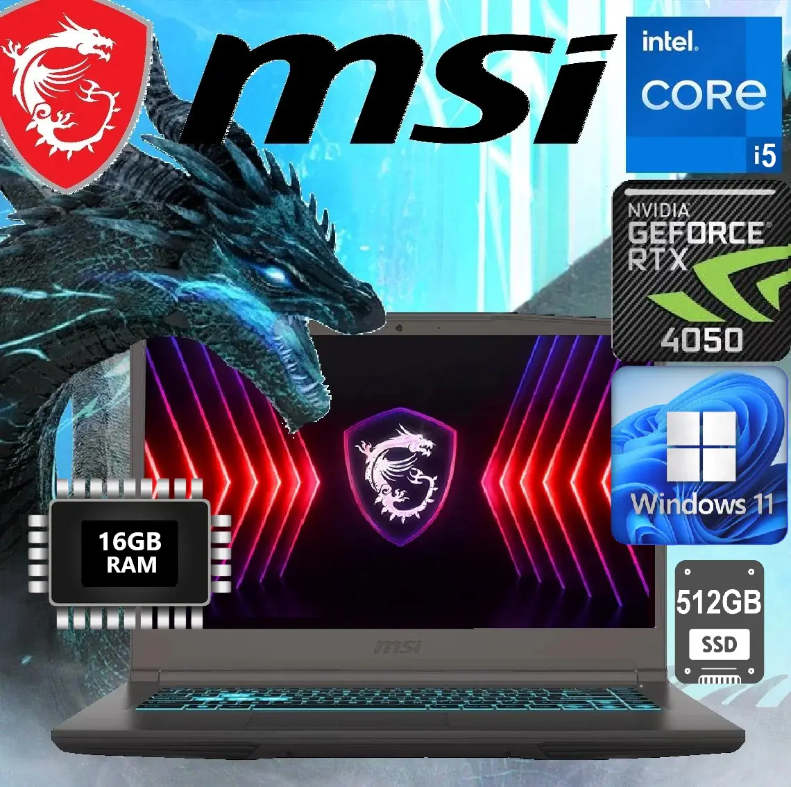 9S7-16R831-1451 MSI THIN 15 B13VE Core i5-13420H RTX 4050 16GB MSI THIN 15 B13VE  Intel® Core™ i5-13420H