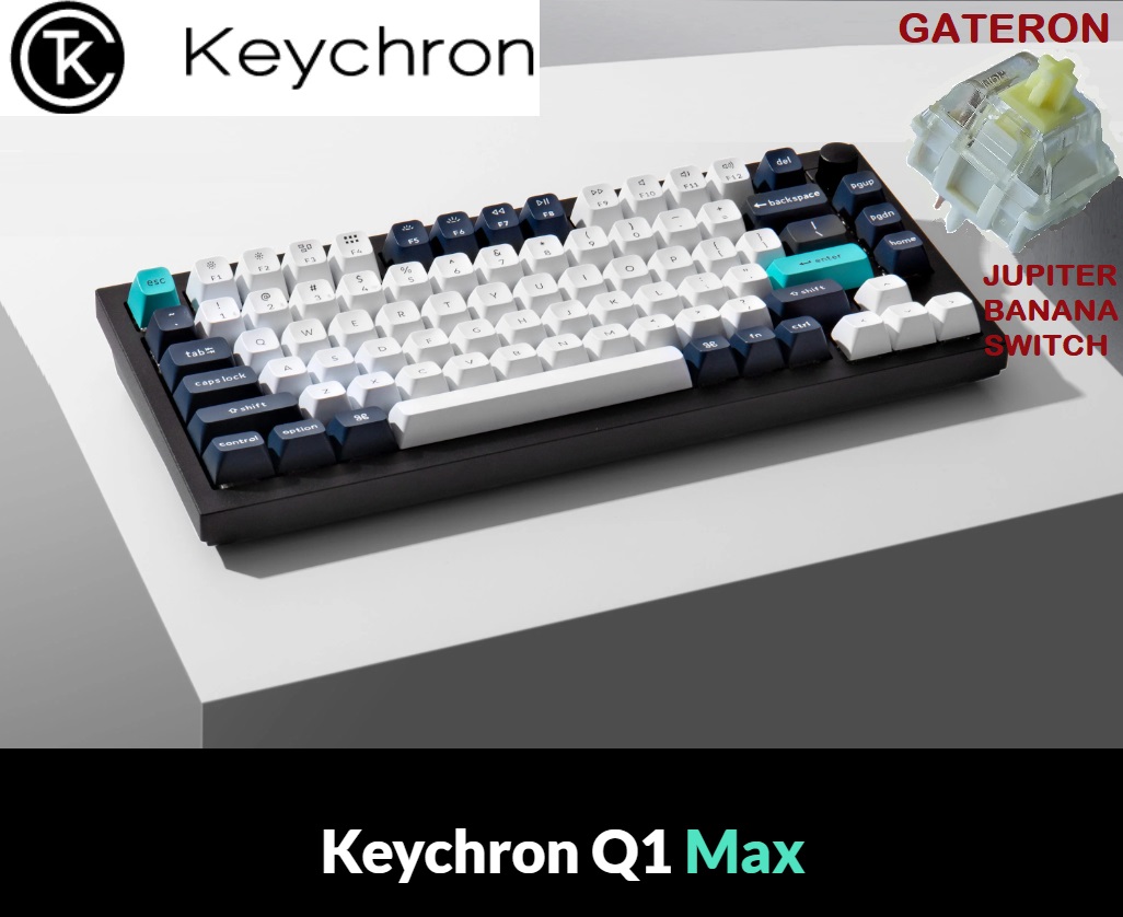 Keychron Q1 Pro Wireless & Wired Custom Mechanical Keyboard - Entirely Aluminum - QMK/VIA Programmable 75% Layout RGB with Hot-swappable - Full Assembled Knob Keychron Gateron Jupiter Banana Switch - Compatible with Mac Windows Linux  Keychron Gateron Wireless Aluminum Mechanical Keyboard