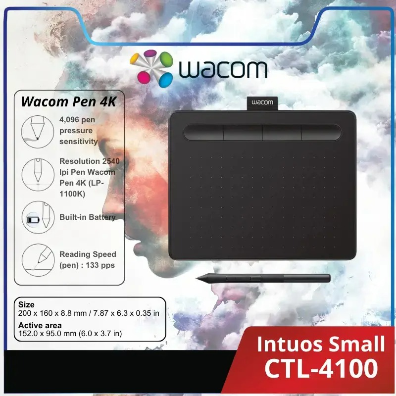 CTL-4100WLK-N Wacom Intuos S Black Bluetooth Drawing Tablet Wacom Intuos S Black with Bluetooth – Drawing Tablet with Pen