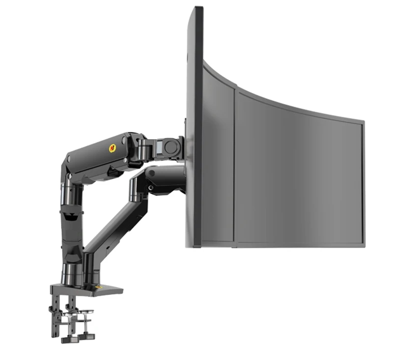 Dual Arc Arm Curved Monitor Holder with USB Port ; Ultra Wide Monitor Spring Arm Stand for Two Screens 27″ – 34″ with 5~16 Kg Load Capacity for Each Display  Dual Arc Arm Curved Screen Monitor