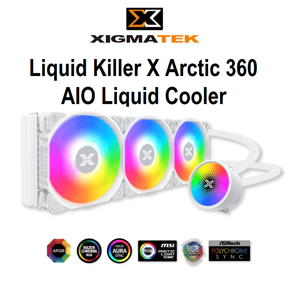 XEN4021424020160460 Killer X Arctic 360 AIO WHITE Liquid Cooler Xigmatek Liquid Killer X Arctic 360 AIO Liquid Cooler