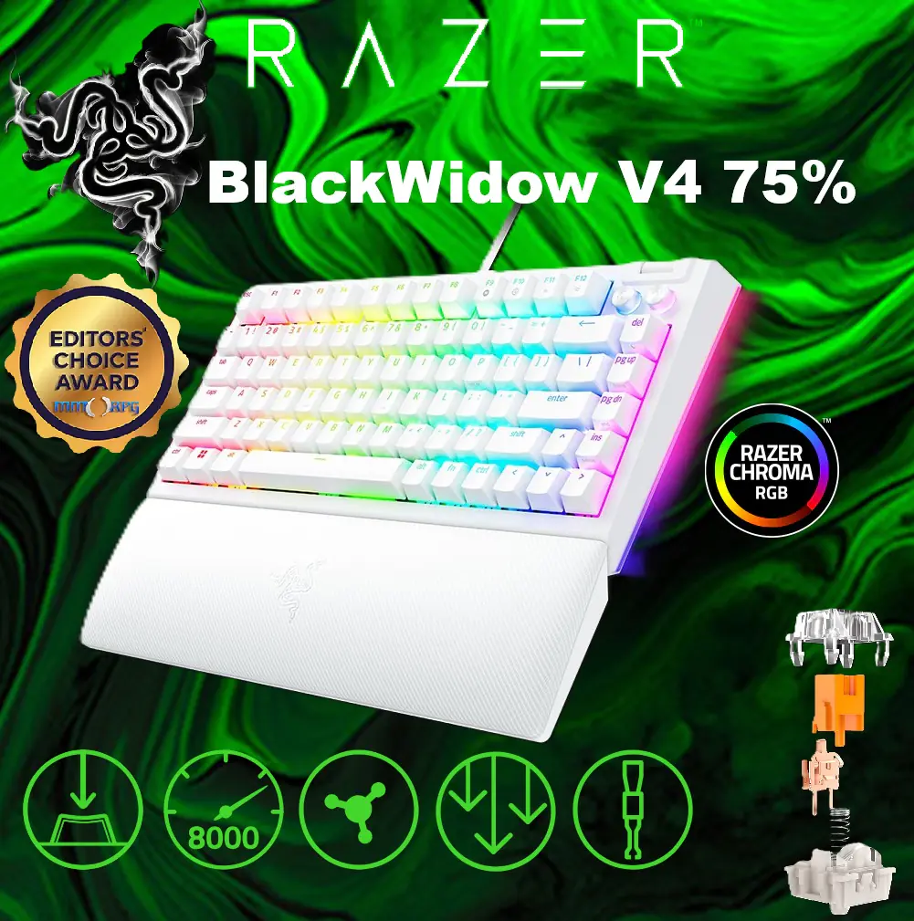 RZ03-05001700-R3M1 Razer BlackWidow V4 75 Mechanical WHITE Keyboard Razer BlackWidow V4 75% Mechanical Gaming Keyboard