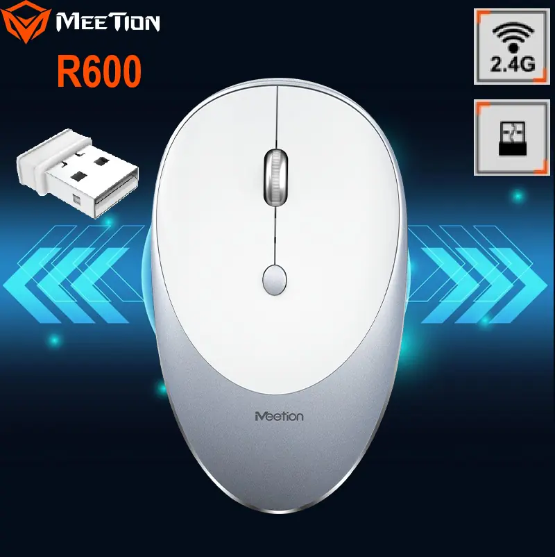 MEETION-MT-R600-S WHITE Wireless Mouse R600 with 1600 DPI MEETION Rechargeable Wireless Mouse R600 with 1600 DPI