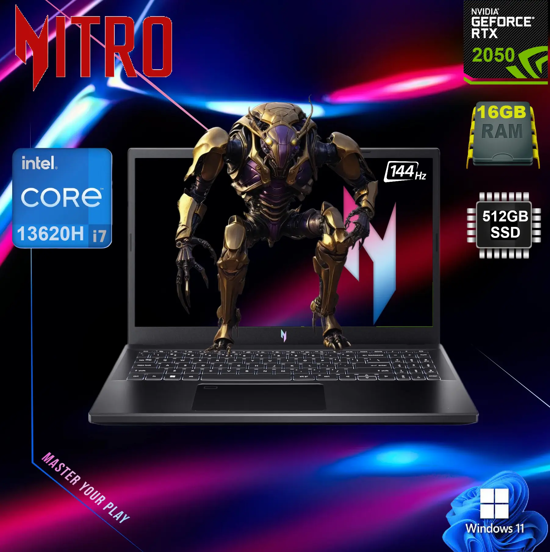 ANV15-51-75VW Nitro V15 i7-13620H RTX 2050 16GB RAM Acer Nitro V 15 Intel® Core™ i7-13620H