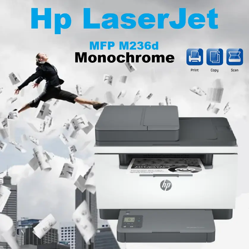 9YF94A HP LaserJet Monochrome AIO Printer w USB Interface 30 ppm HP LaserJet MFP M236d – Monochrome (BLACK & WHITE) Laser Printer