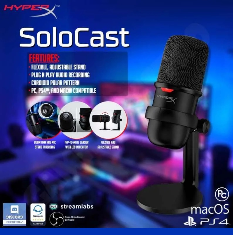 4P5P8AA HyperX SoloCast Condenser Gaming Microphone HyperX SoloCast – USB Condenser Gaming Microphone